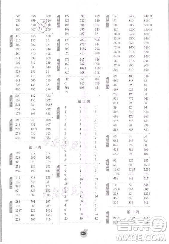 江蘇人民出版社2021小學數(shù)學計算高手三年級上冊人教版答案