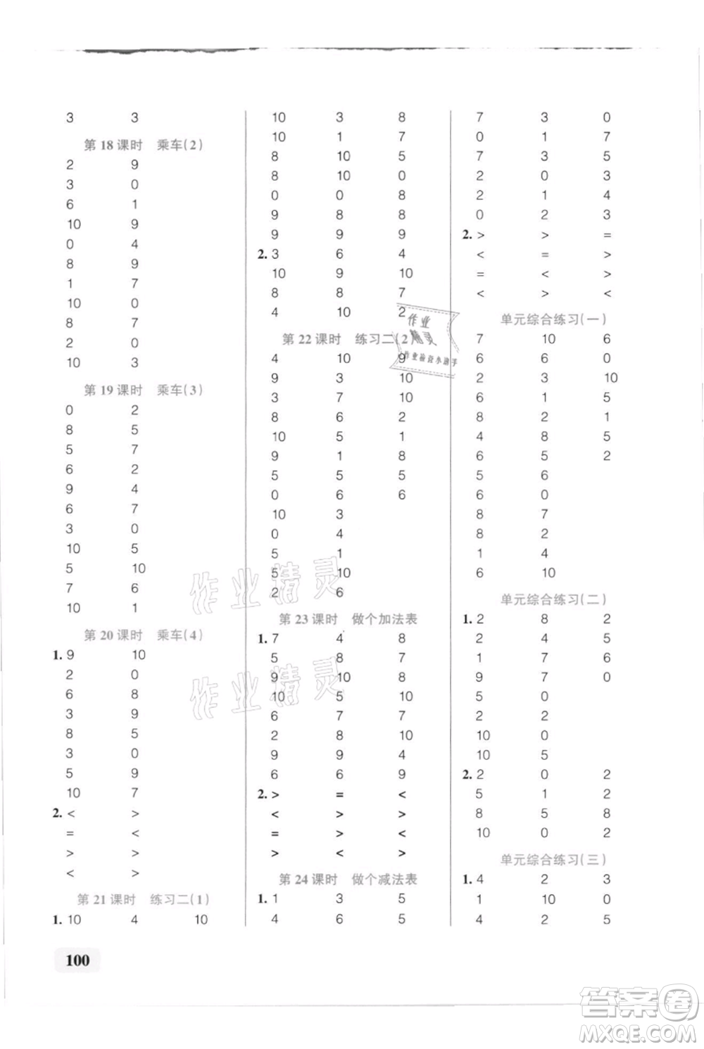 遼寧教育出版社2021小學(xué)學(xué)霸口算一年級上冊數(shù)學(xué)北師大版參考答案