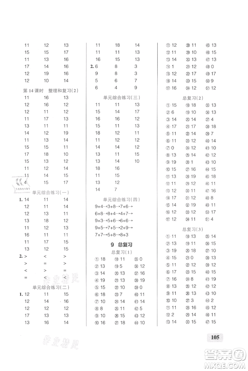 遼寧教育出版社2021小學(xué)學(xué)霸口算一年級上冊數(shù)學(xué)人教版參考答案