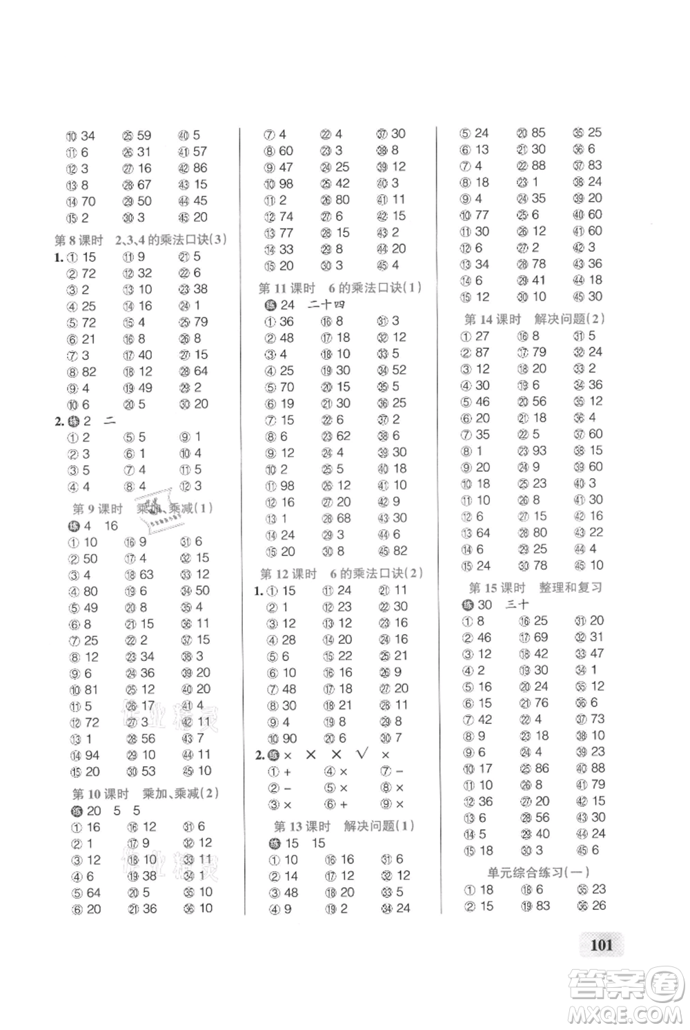 遼寧教育出版社2021小學(xué)學(xué)霸口算二年級(jí)上冊(cè)數(shù)學(xué)人教版參考答案