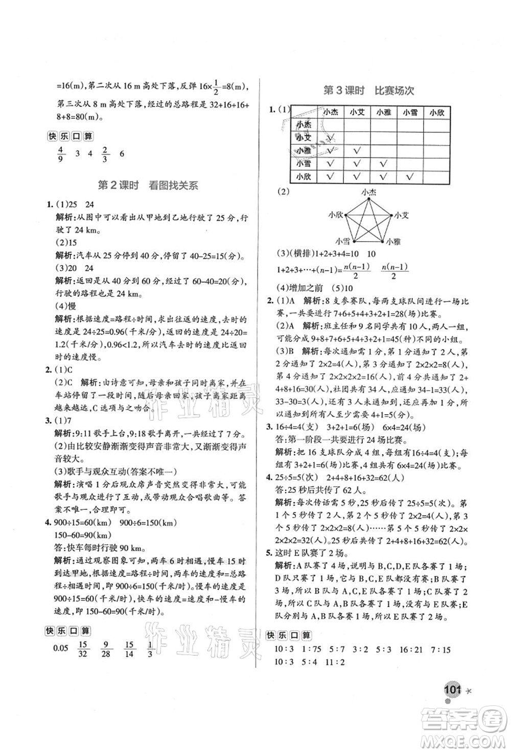 遼寧教育出版社2021秋季小學(xué)學(xué)霸作業(yè)本六年級數(shù)學(xué)上冊BS北師大版答案