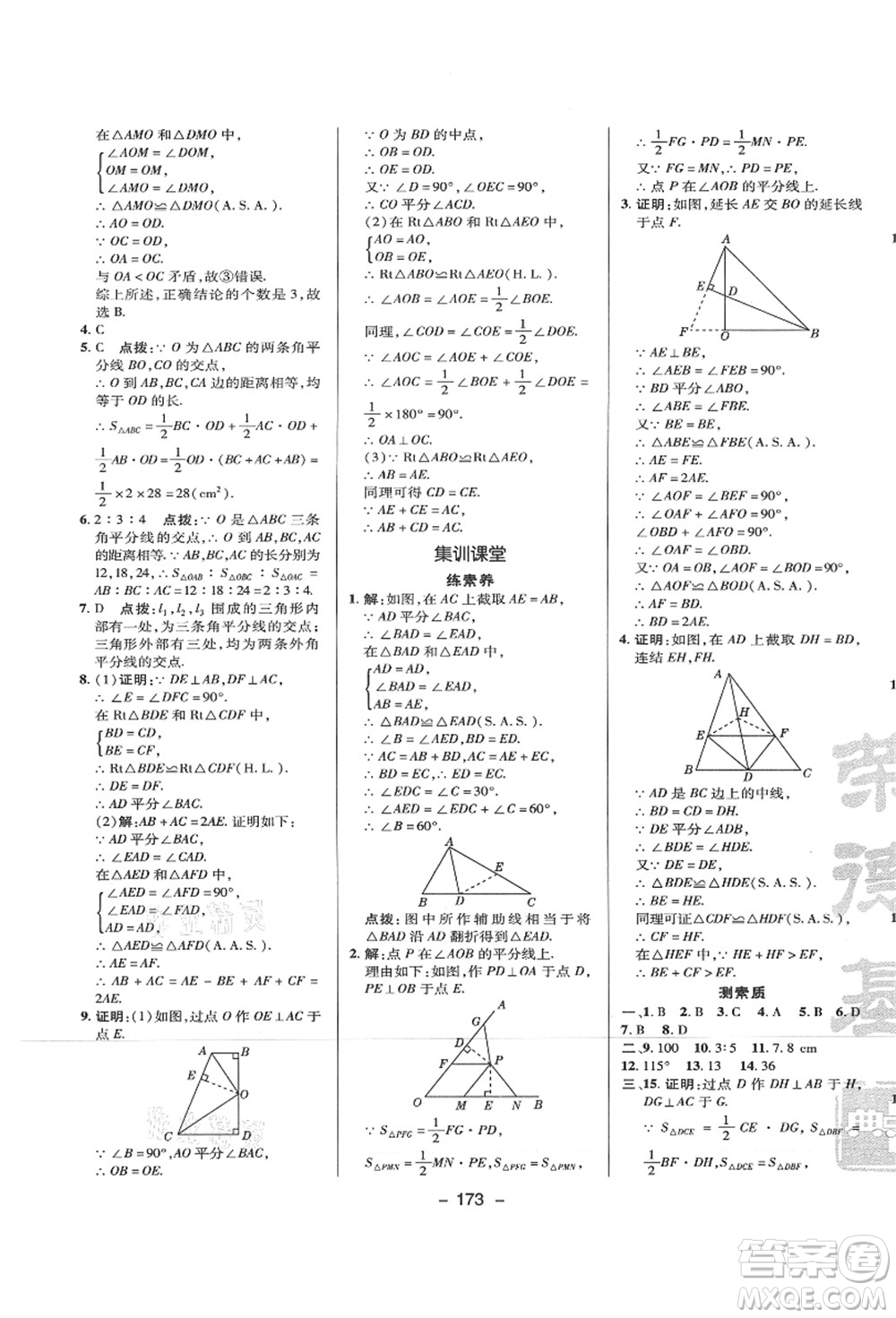 陜西人民教育出版社2021典中點綜合應用創(chuàng)新題八年級數(shù)學上冊HS華師大版答案