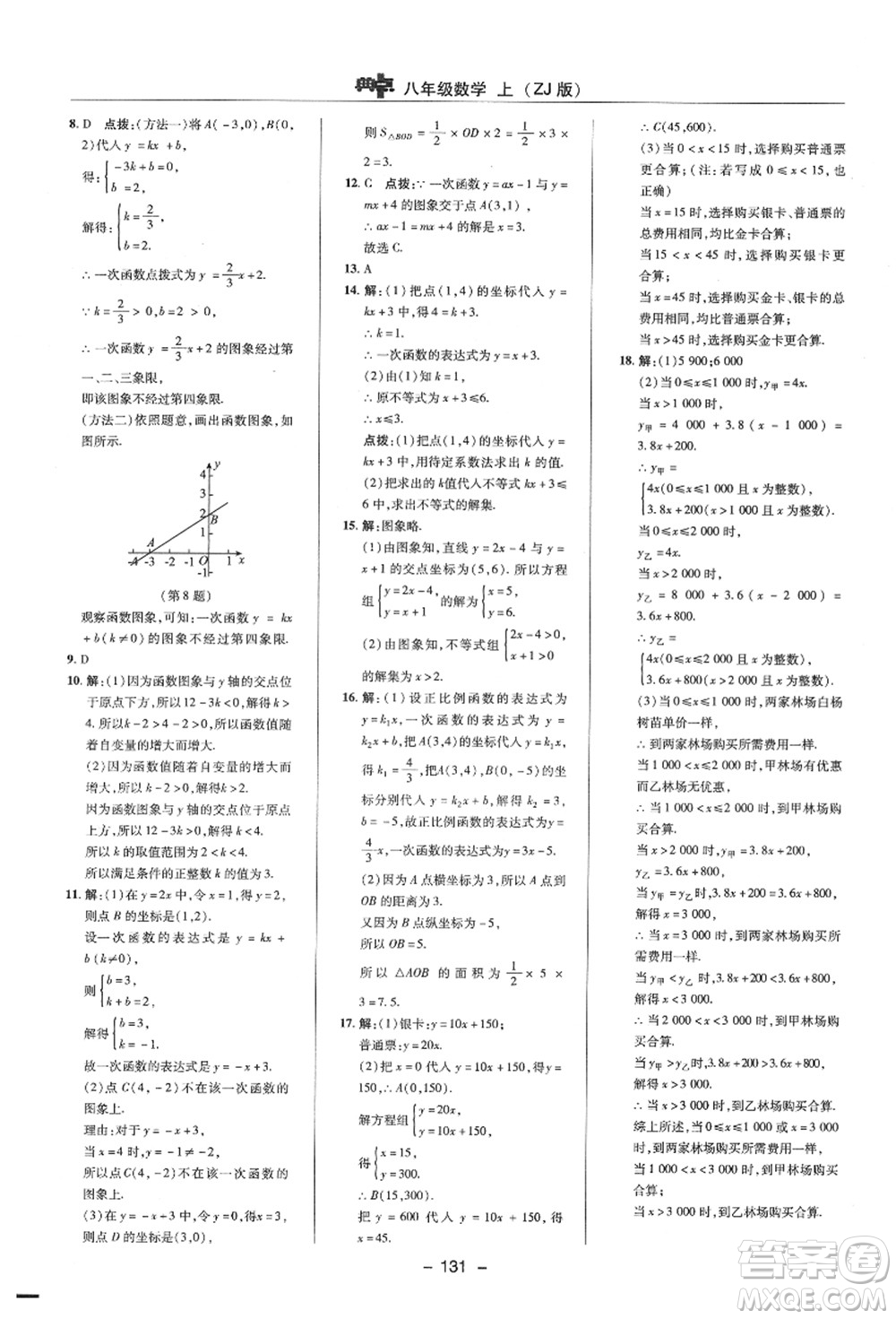 陜西人民教育出版社2021典中點綜合應用創(chuàng)新題八年級數(shù)學上冊ZJ浙教版答案