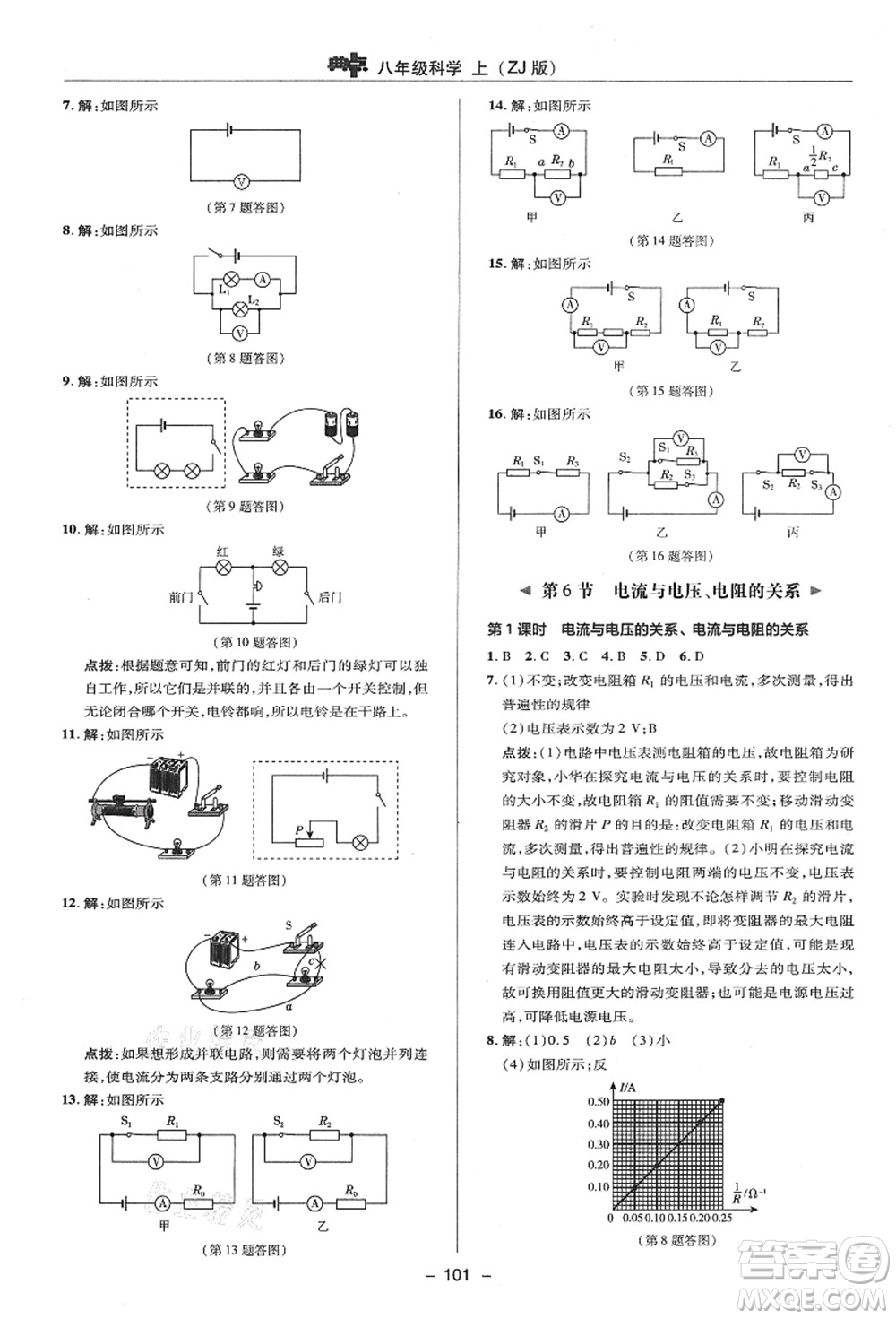 陜西人民教育出版社2021典中點綜合應用創(chuàng)新題八年級科學上冊ZJ浙教版答案