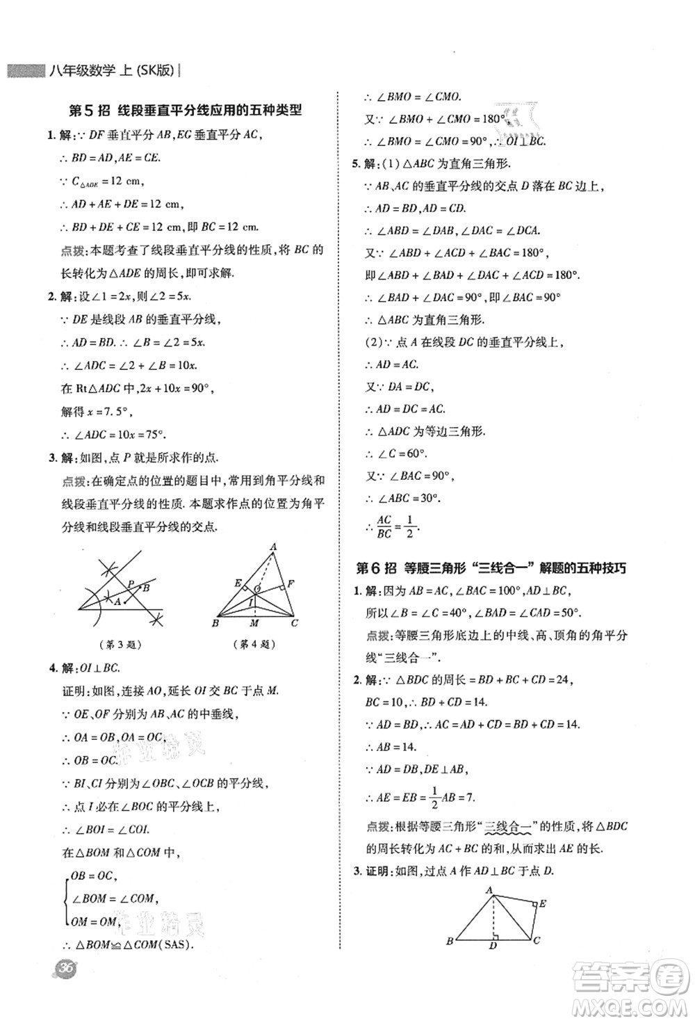 陜西人民教育出版社2021典中點綜合應(yīng)用創(chuàng)新題八年級數(shù)學(xué)上冊SK蘇科版答案