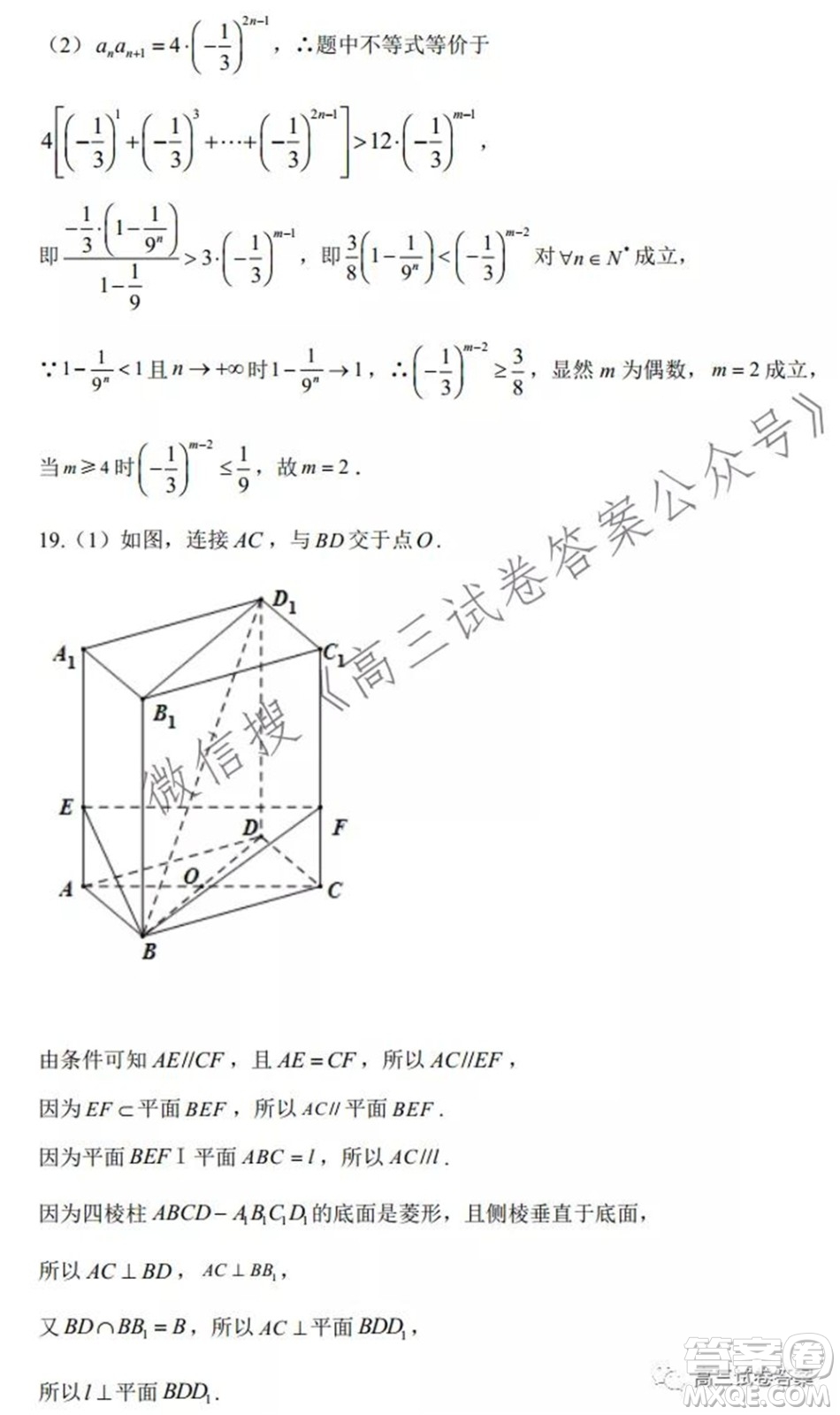 2022屆高三網(wǎng)課質(zhì)量檢測卷數(shù)學(xué)試卷及答案