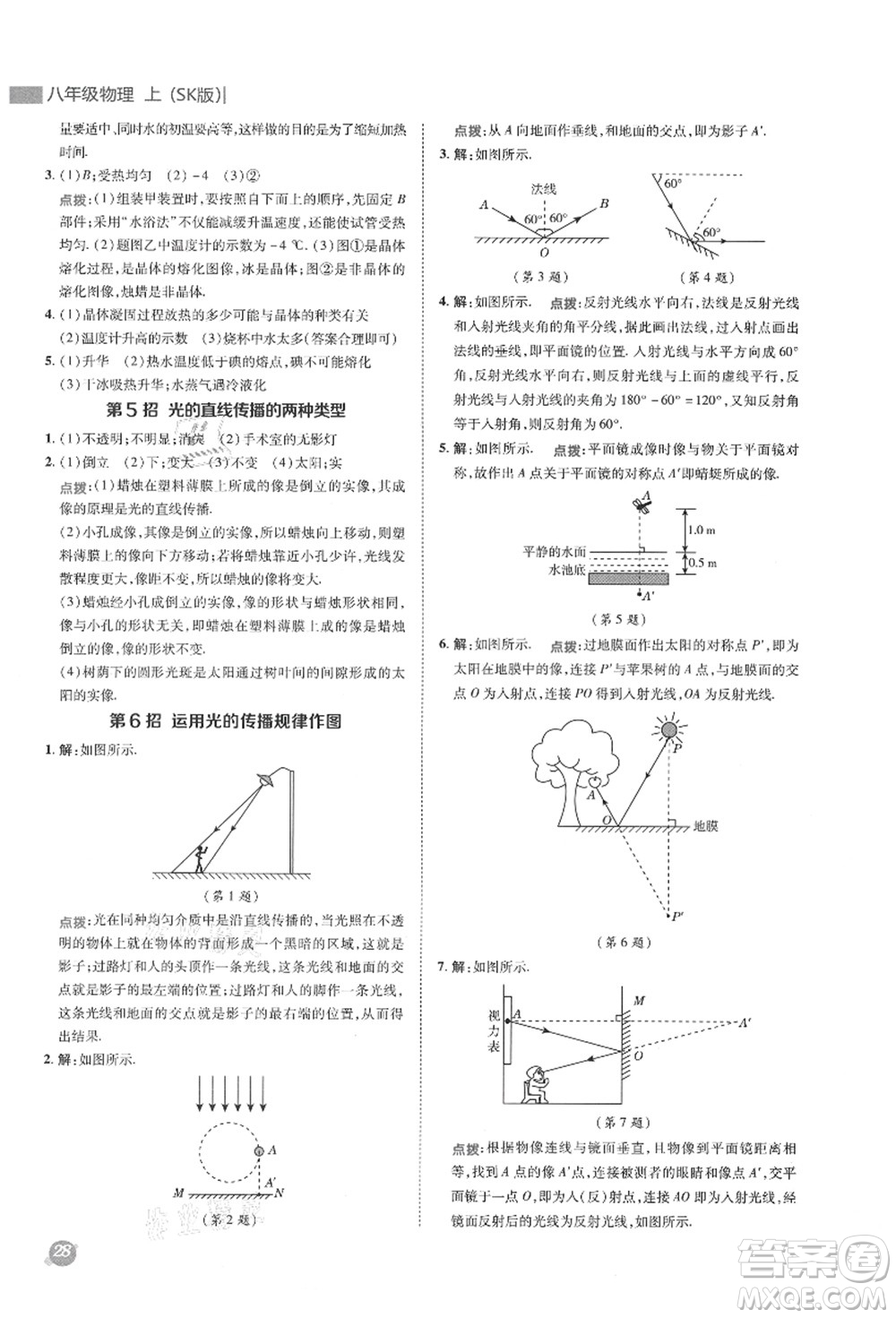 陜西人民教育出版社2021典中點綜合應(yīng)用創(chuàng)新題八年級物理上冊SK蘇科版答案