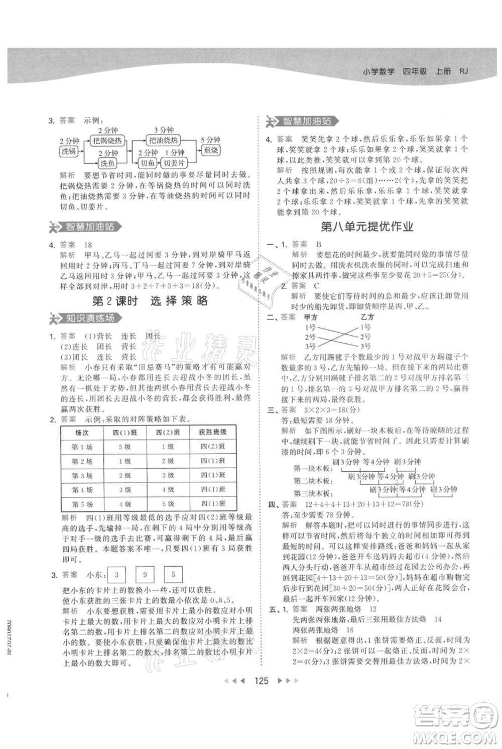 教育科學出版社2021年53天天練四年級上冊數(shù)學人教版參考答案