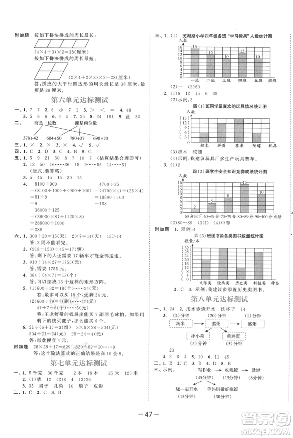 教育科學出版社2021年53天天練四年級上冊數(shù)學人教版參考答案