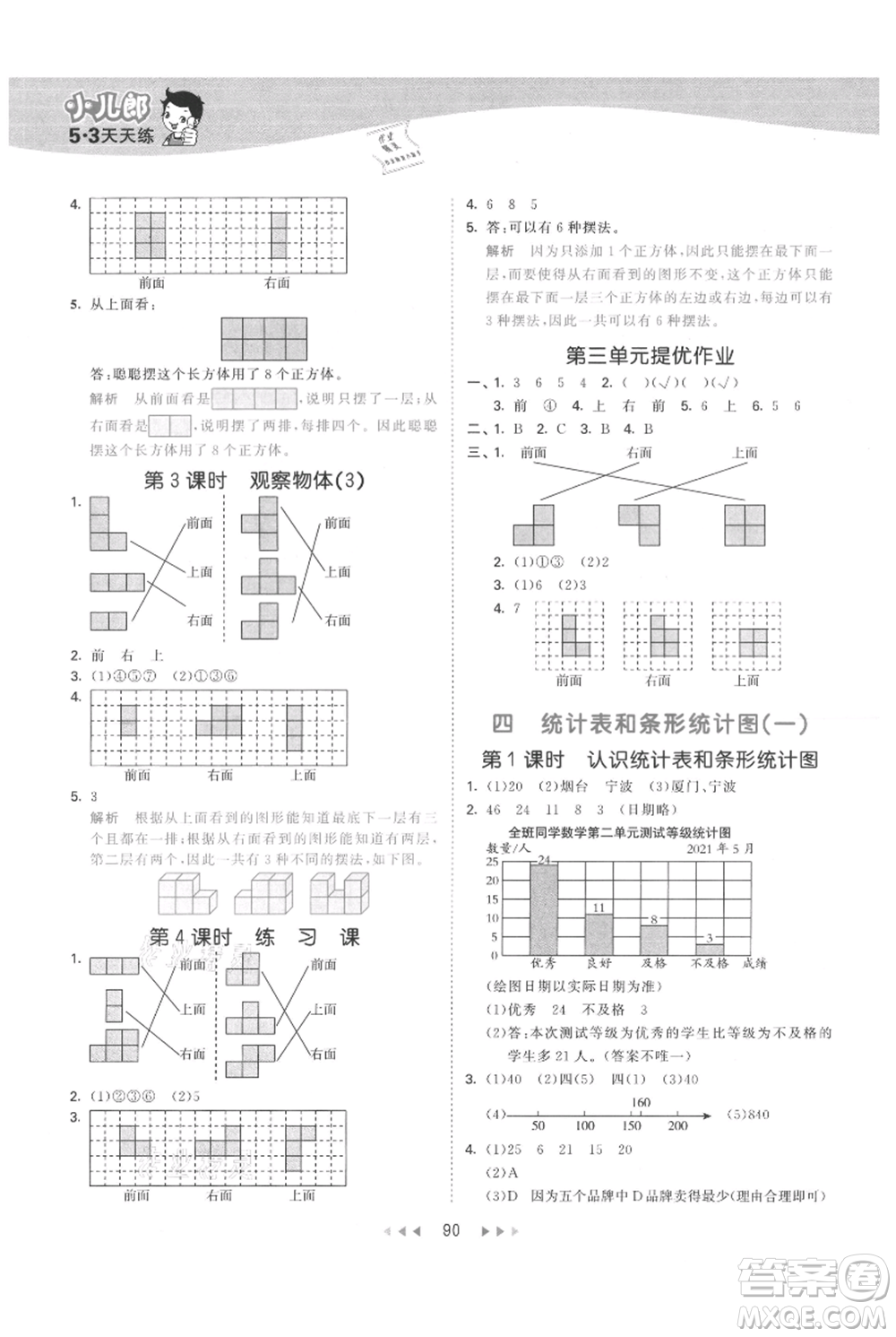 教育科學(xué)出版社2021年53天天練四年級上冊數(shù)學(xué)蘇教版參考答案