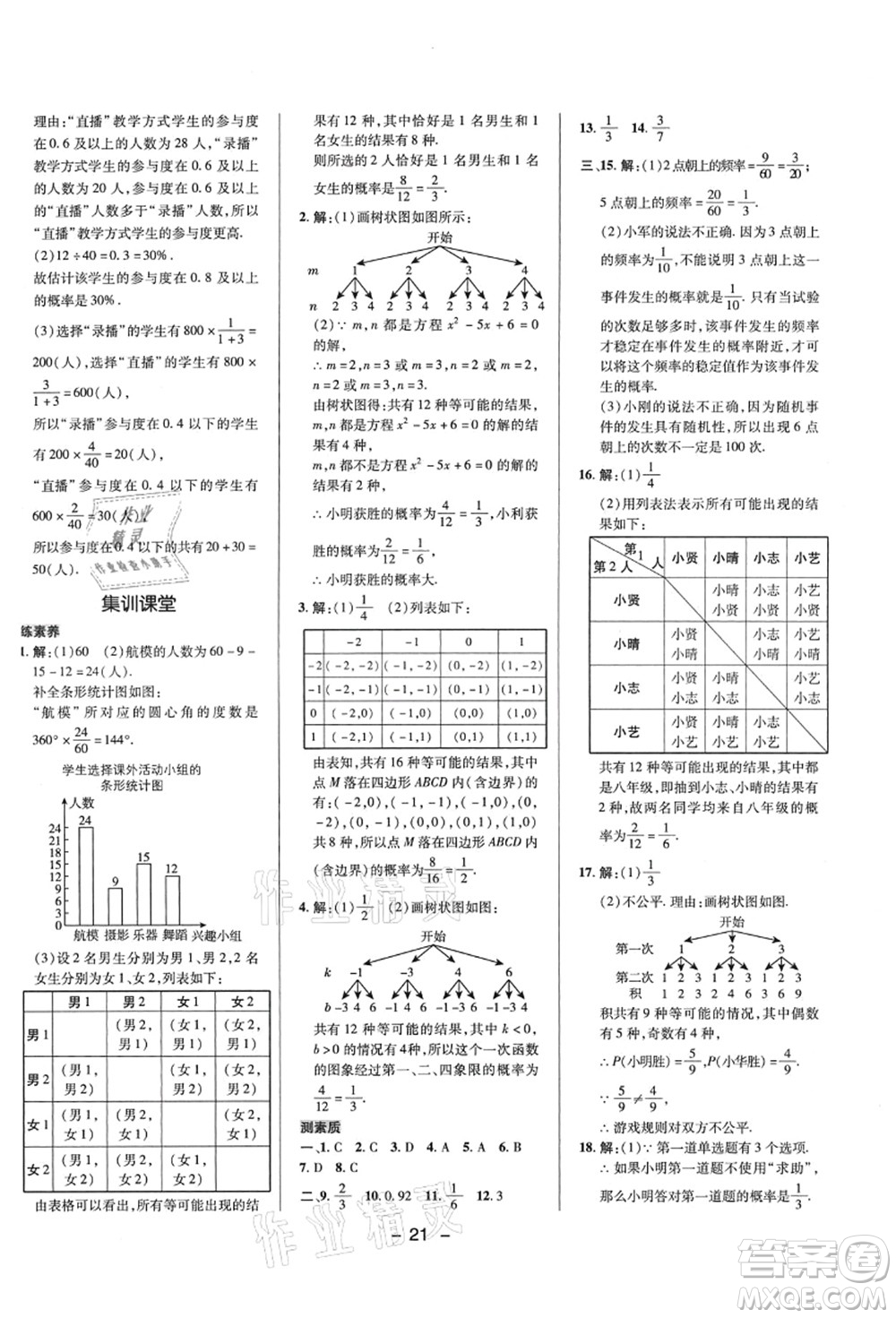 陜西人民教育出版社2021典中點(diǎn)綜合應(yīng)用創(chuàng)新題九年級數(shù)學(xué)上冊BS北師大版答案