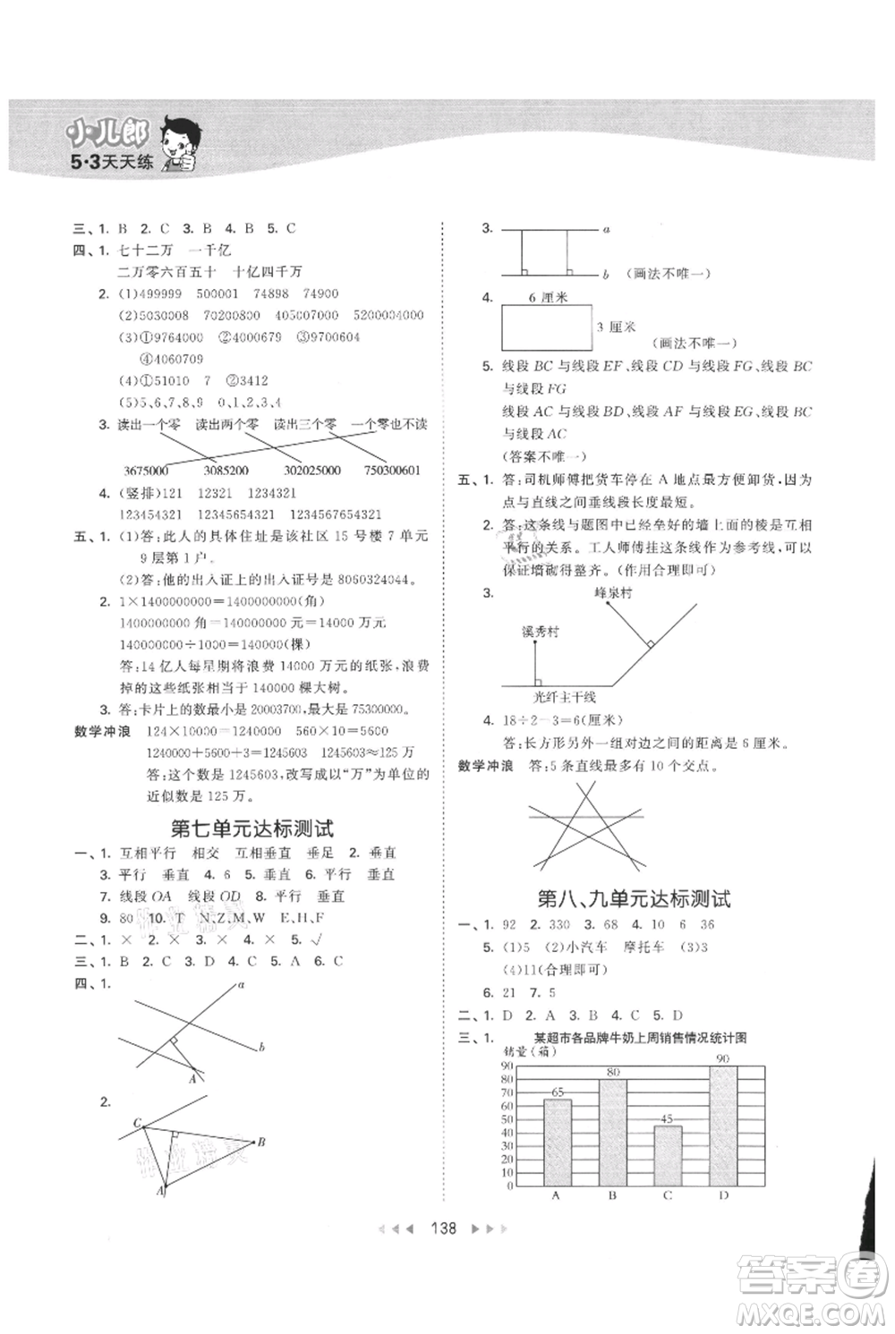 西安出版社2021年53天天練四年級(jí)上冊(cè)數(shù)學(xué)冀教版參考答案