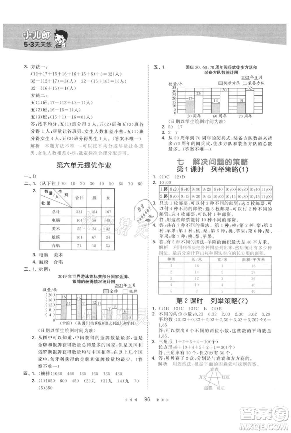 教育科學(xué)出版社2021年53天天練五年級(jí)上冊(cè)數(shù)學(xué)蘇教版參考答案