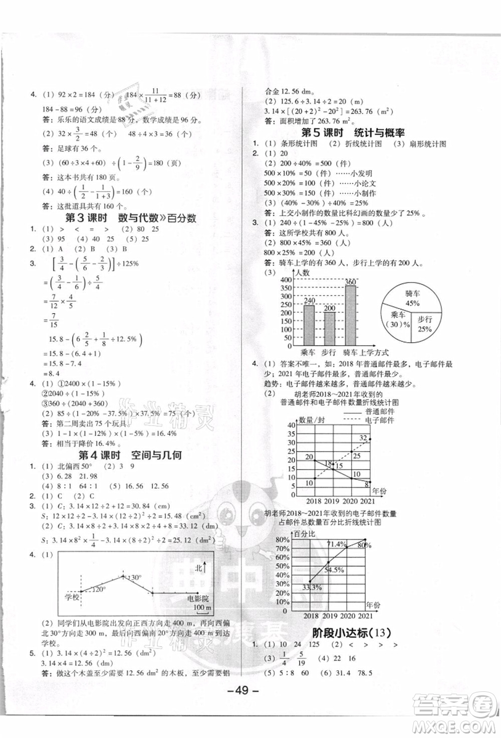 吉林教育出版社2021典中點(diǎn)綜合應(yīng)用創(chuàng)新題六年級數(shù)學(xué)上冊R人教版浙江專版答案