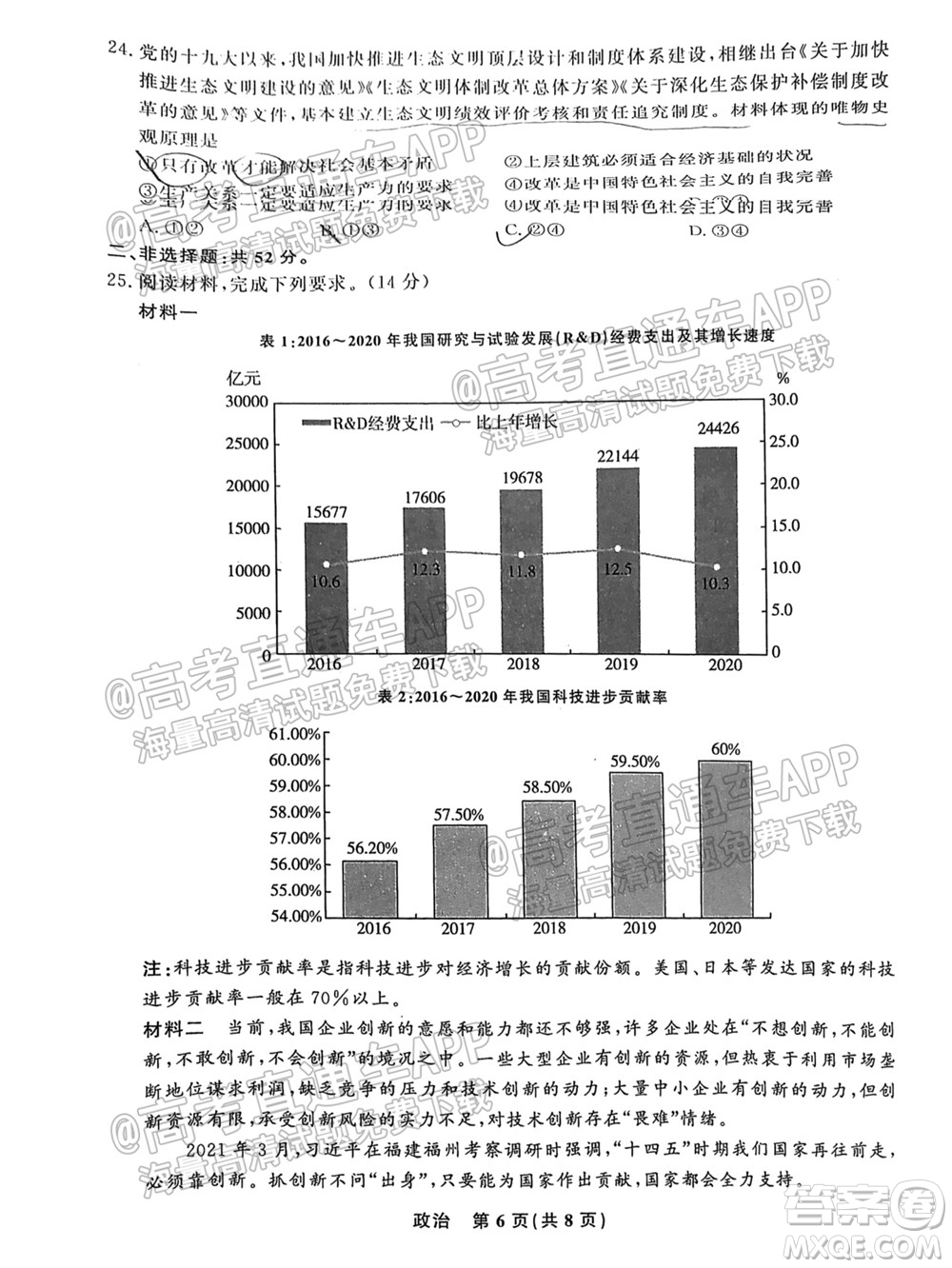 2022屆高三年級(jí)江西智學(xué)聯(lián)盟體第一次聯(lián)考政治試卷及答案