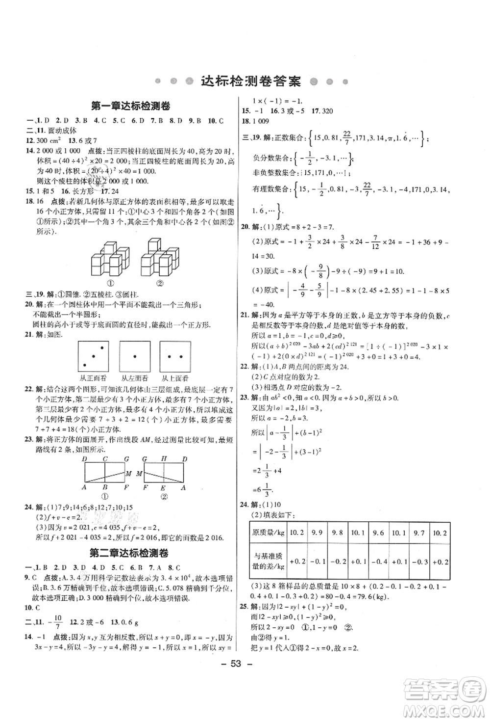 陜西人民教育出版社2021典中點綜合應(yīng)用創(chuàng)新題六年級數(shù)學(xué)上冊五四學(xué)制LJ魯教版答案