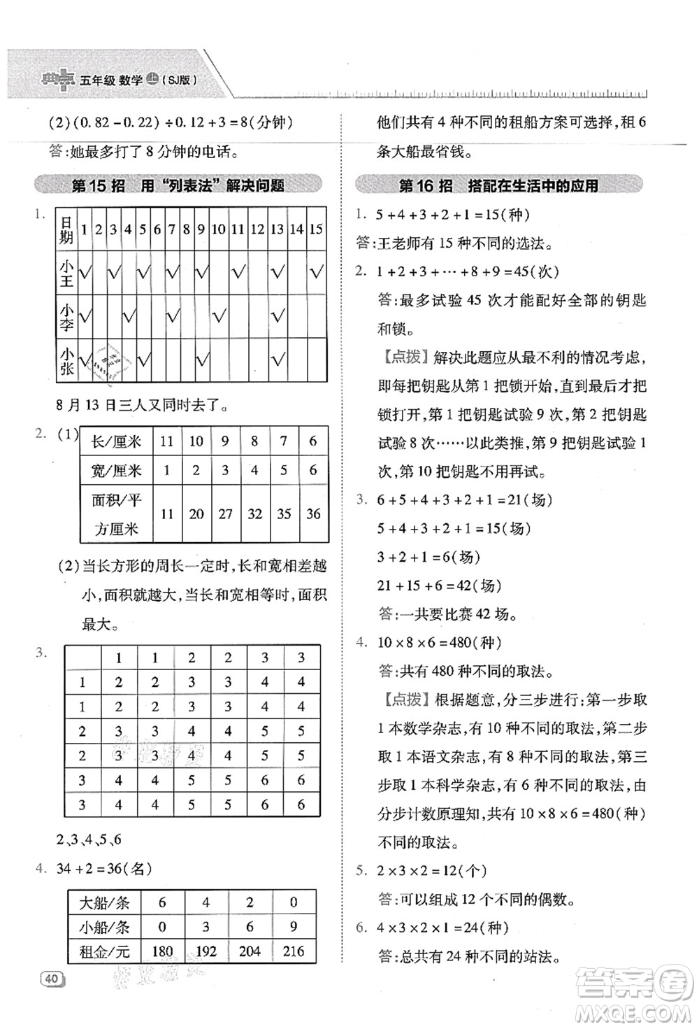 吉林教育出版社2021典中點綜合應用創(chuàng)新題五年級數(shù)學上冊SJ蘇教版答案