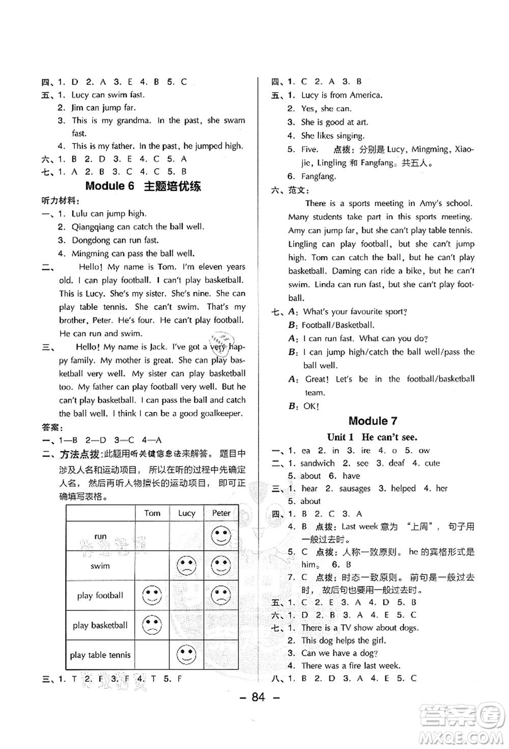 吉林教育出版社2021典中點(diǎn)綜合應(yīng)用創(chuàng)新題五年級英語上冊WY外研版答案