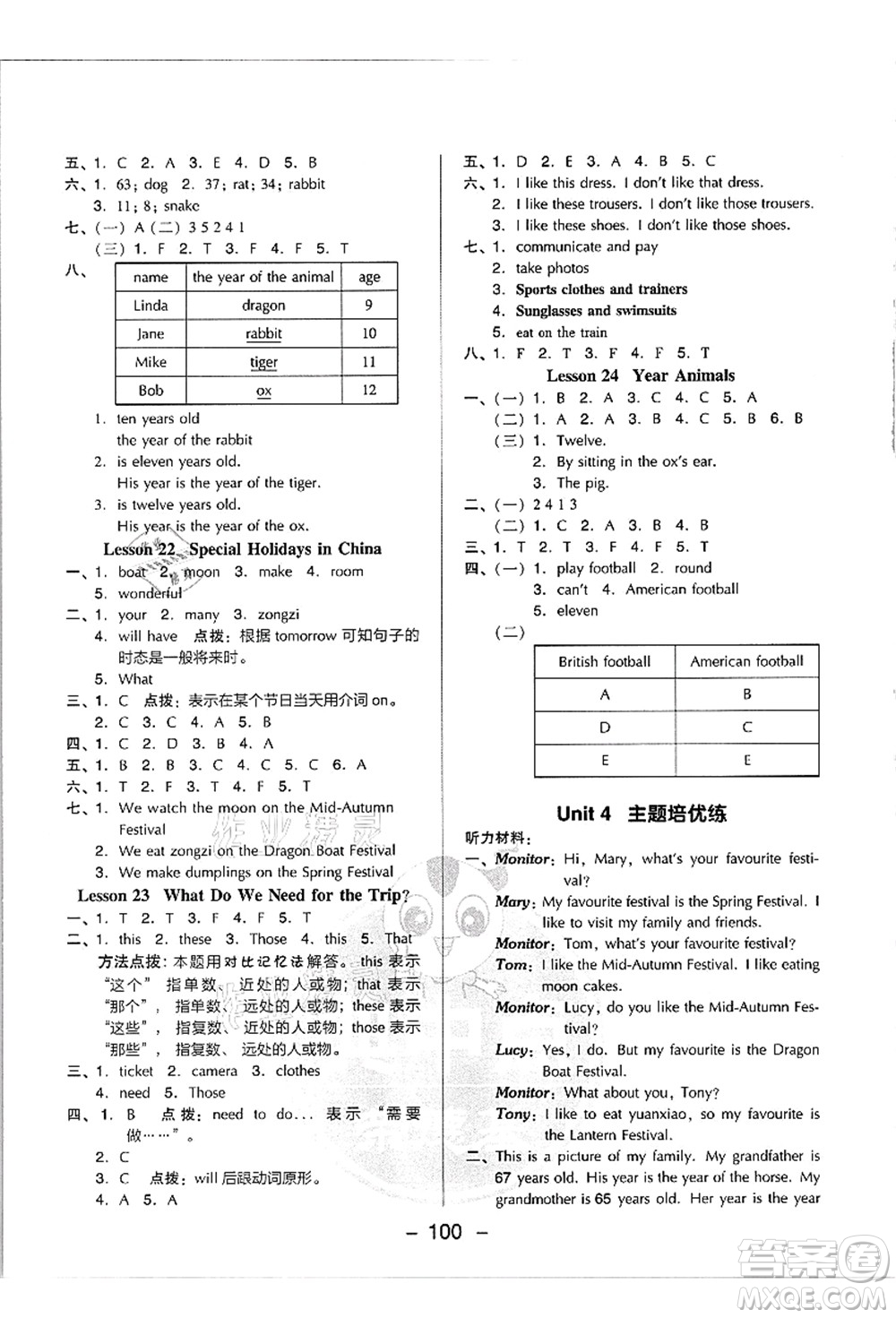 吉林教育出版社2021典中點(diǎn)綜合應(yīng)用創(chuàng)新題五年級(jí)英語(yǔ)上冊(cè)JJ冀教版答案