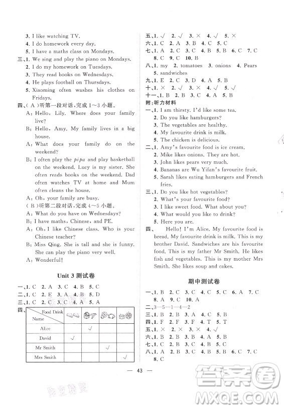 廣西師范大學(xué)出版社2021課堂小作業(yè)英語(yǔ)五年級(jí)上冊(cè)人教版答案