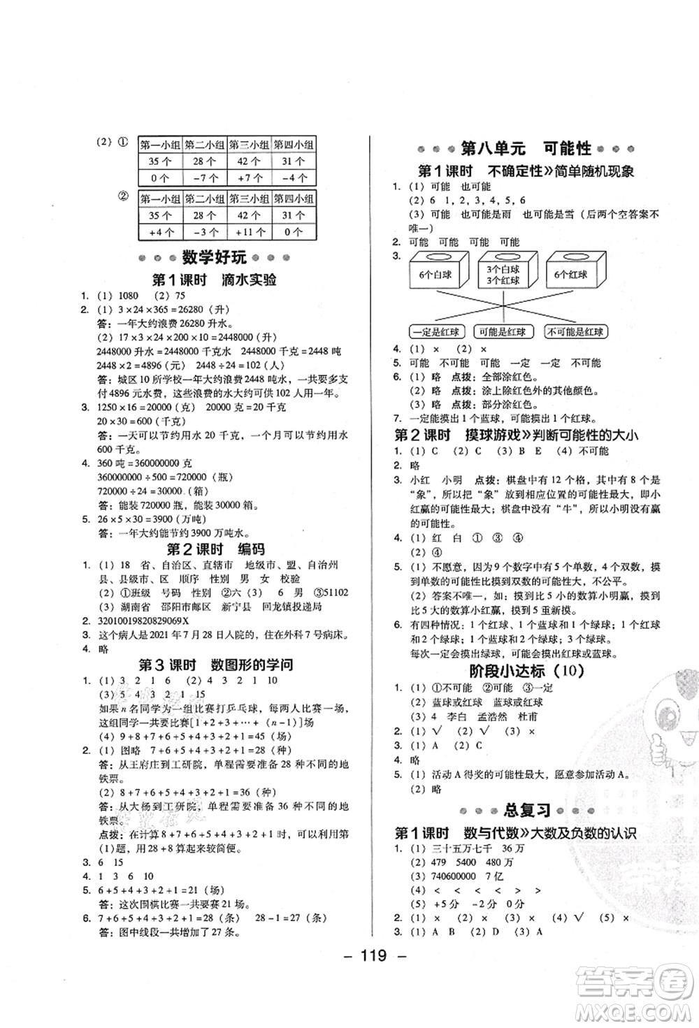 陜西人民教育出版社2021典中點(diǎn)綜合應(yīng)用創(chuàng)新題四年級(jí)數(shù)學(xué)上冊(cè)BS北師大版答案