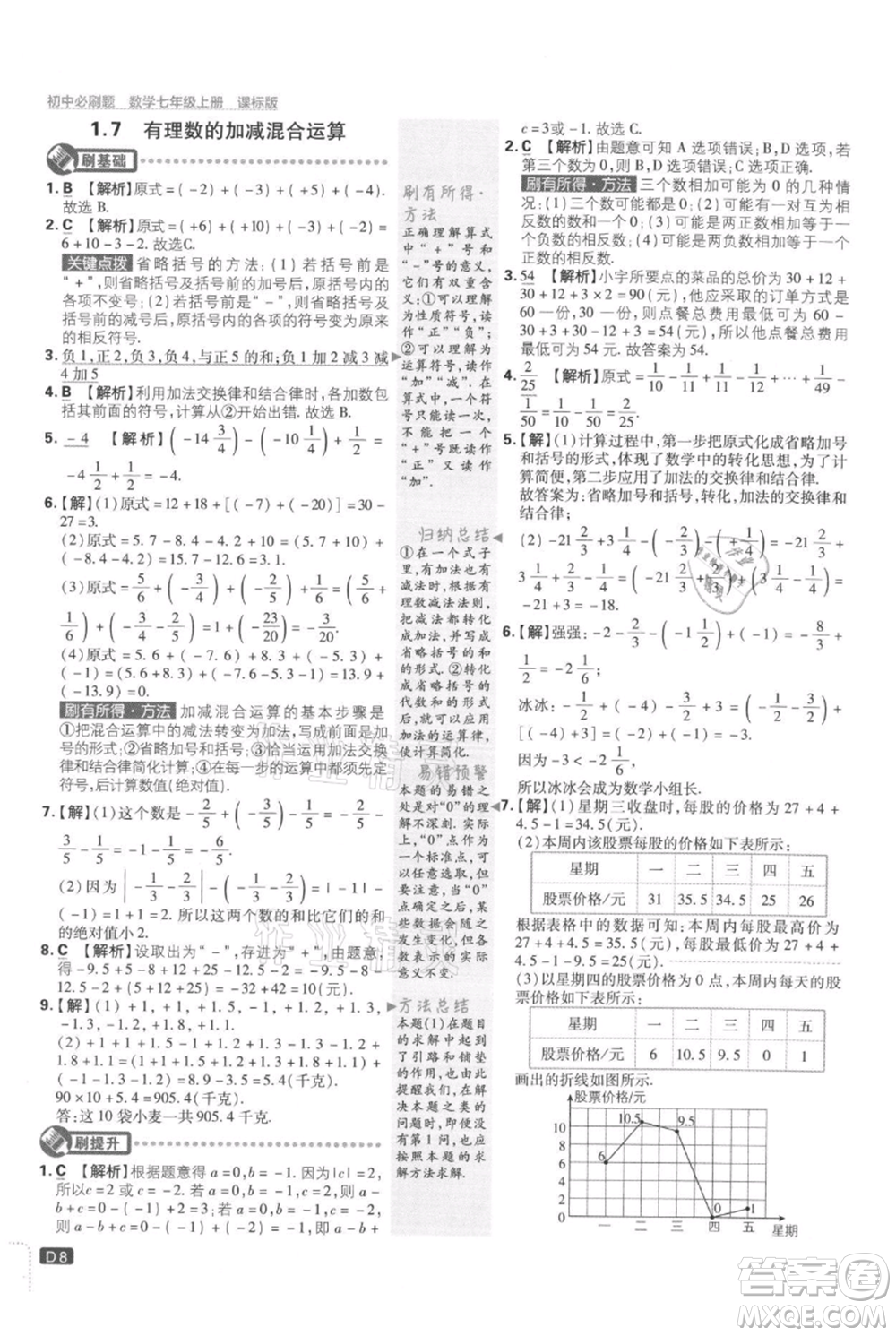 開明出版社2021初中必刷題七年級上冊數(shù)學(xué)冀教版參考答案