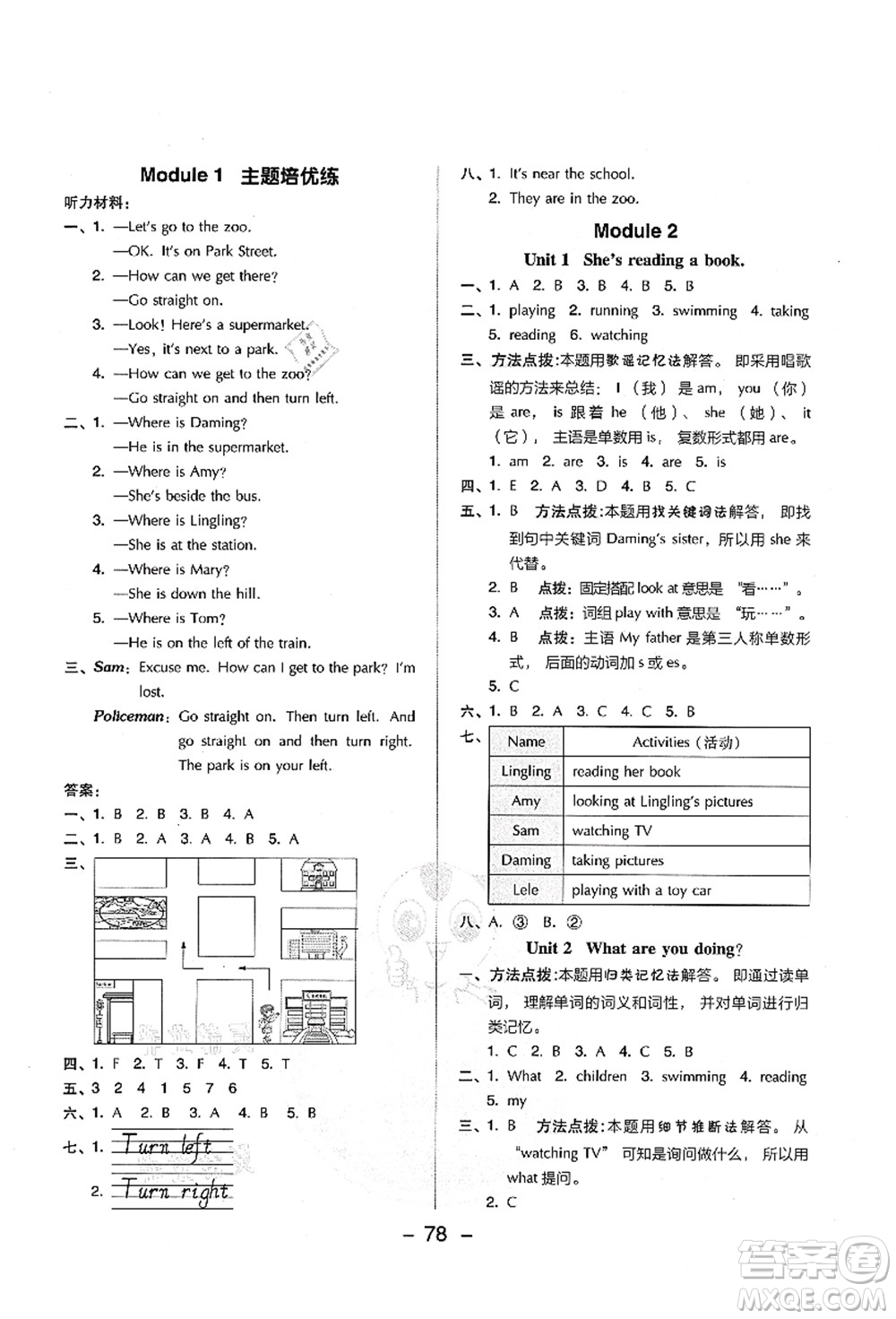 吉林教育出版社2021典中點(diǎn)綜合應(yīng)用創(chuàng)新題四年級(jí)英語上冊(cè)WY外研版山西專版答案