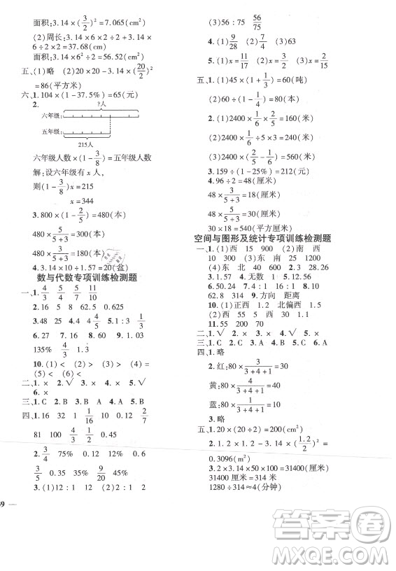 濟(jì)南出版社2021黃岡360定制密卷數(shù)學(xué)六年級(jí)上冊(cè)RJ人教版答案