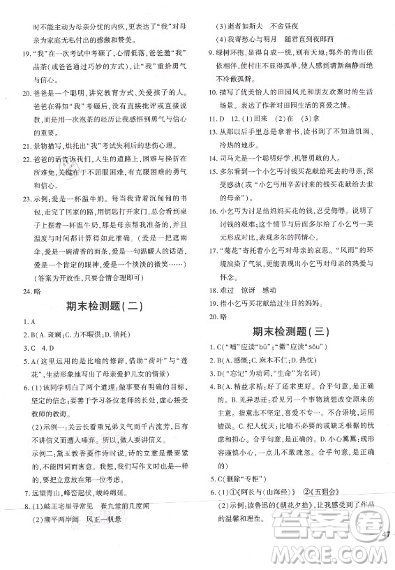 濟(jì)南出版社2021黃岡360定制密卷語文七年級(jí)上冊(cè)RJ人教版答案