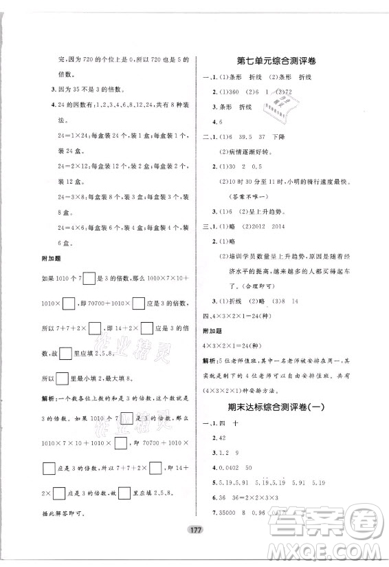 沈陽(yáng)出版社2021黃岡名師天天練數(shù)學(xué)五年級(jí)上冊(cè)六三學(xué)制青島版答案