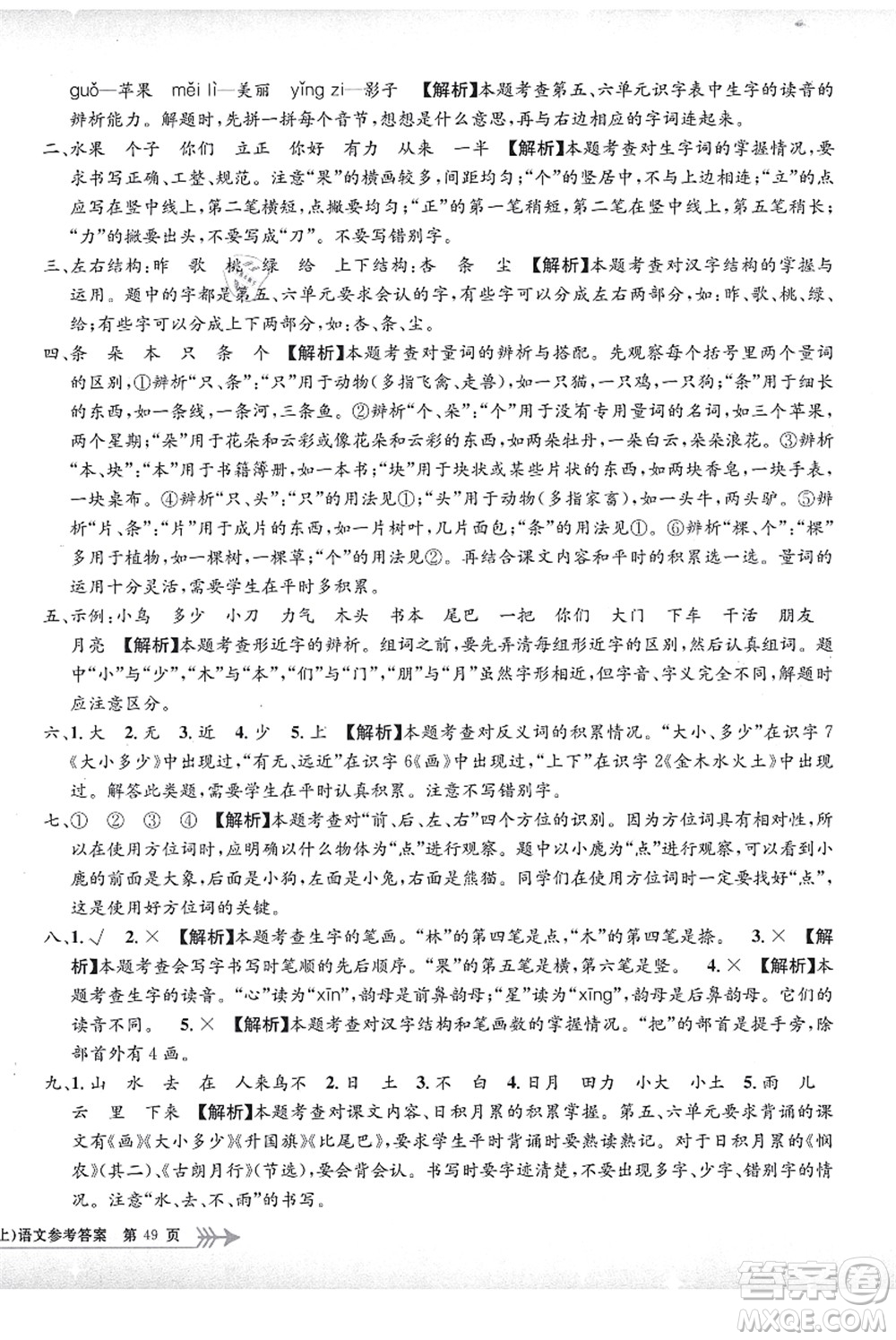 浙江工商大學(xué)出版社2021孟建平系列叢書(shū)小學(xué)單元測(cè)試一年級(jí)語(yǔ)文上冊(cè)R人教版答案