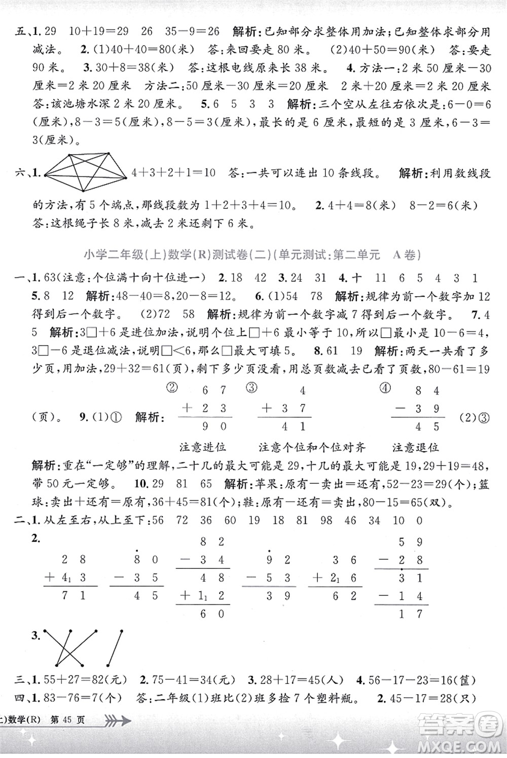 浙江工商大學(xué)出版社2021孟建平系列叢書小學(xué)單元測(cè)試二年級(jí)數(shù)學(xué)上冊(cè)R人教版答案