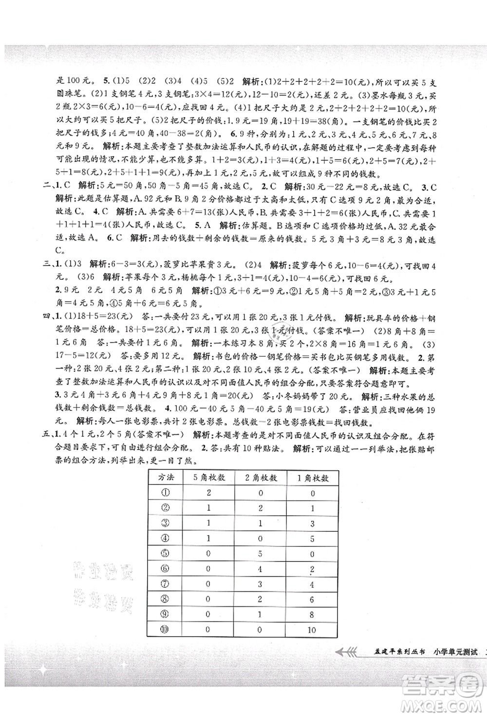 浙江工商大學(xué)出版社2021孟建平系列叢書小學(xué)單元測試二年級數(shù)學(xué)上冊B北師大版答案