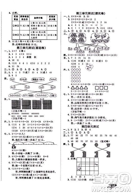 西安出版社2021秋季53全優(yōu)卷小學(xué)數(shù)學(xué)二年級上冊BSD北師大版答案