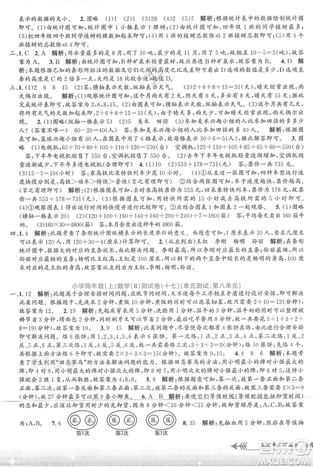 浙江工商大學出版社2021孟建平系列叢書小學單元測試四年級數(shù)學上冊R人教版答案