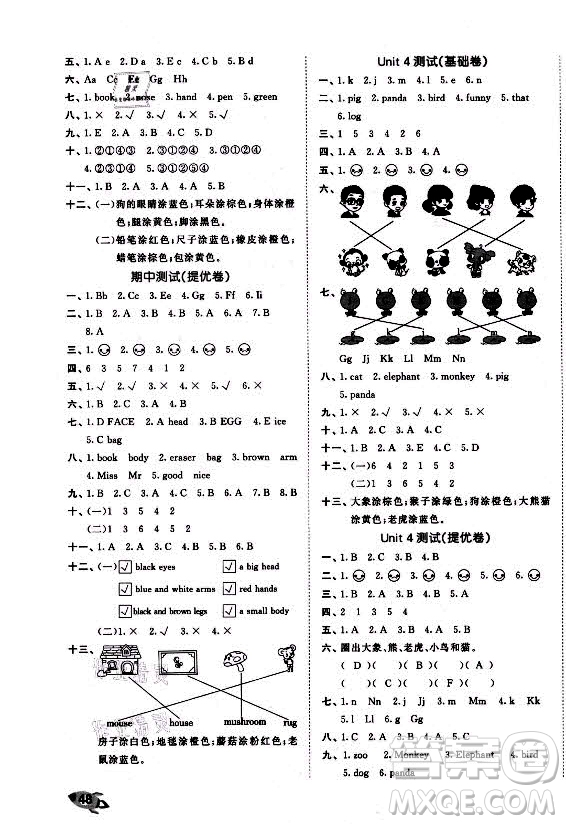 西安出版社2021秋季53全優(yōu)卷小學(xué)英語三年級上冊RP人教版答案