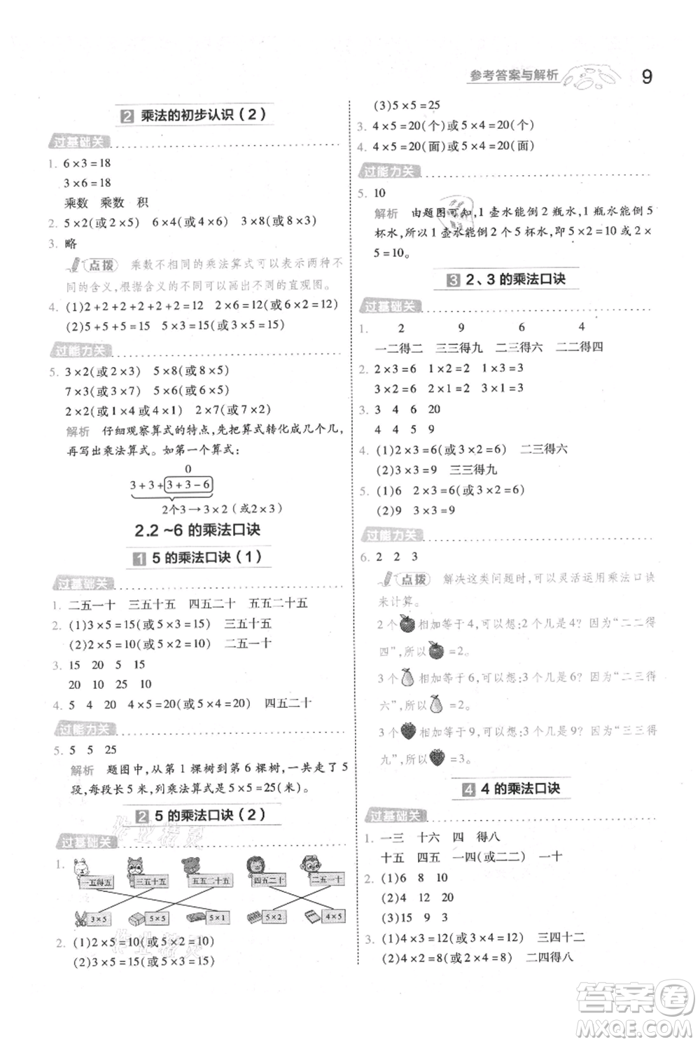 南京師范大學出版社2021一遍過二年級上冊數(shù)學人教版參考答案