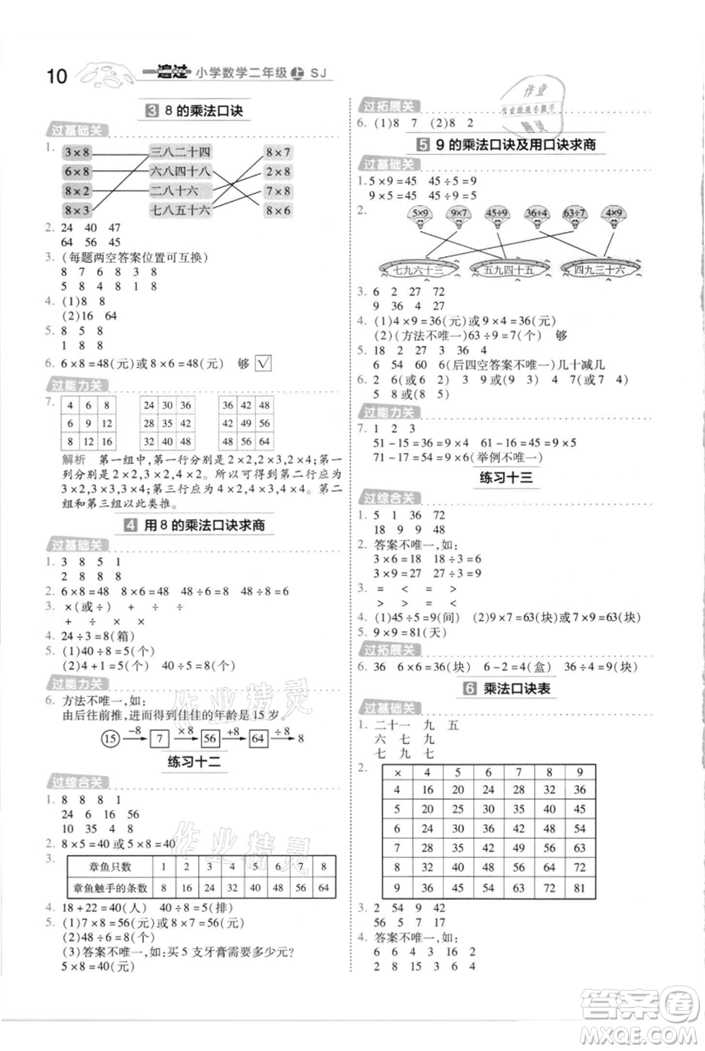 南京師范大學(xué)出版社2021一遍過(guò)二年級(jí)上冊(cè)數(shù)學(xué)蘇教版參考答案