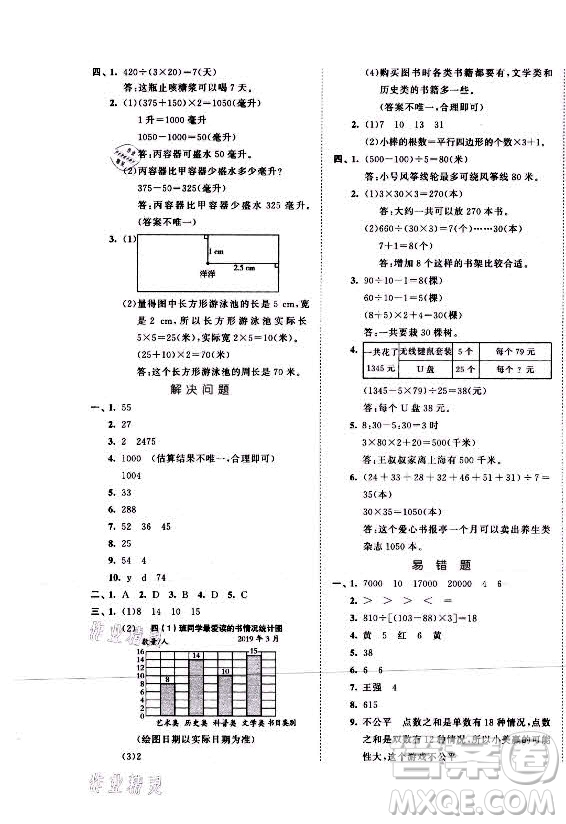 西安出版社2021秋季53全優(yōu)卷小學(xué)數(shù)學(xué)四年級上冊SJ蘇教版答案