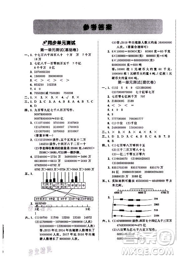 西安出版社2021秋季53全優(yōu)卷小學(xué)數(shù)學(xué)四年級上冊BSD北師大版答案