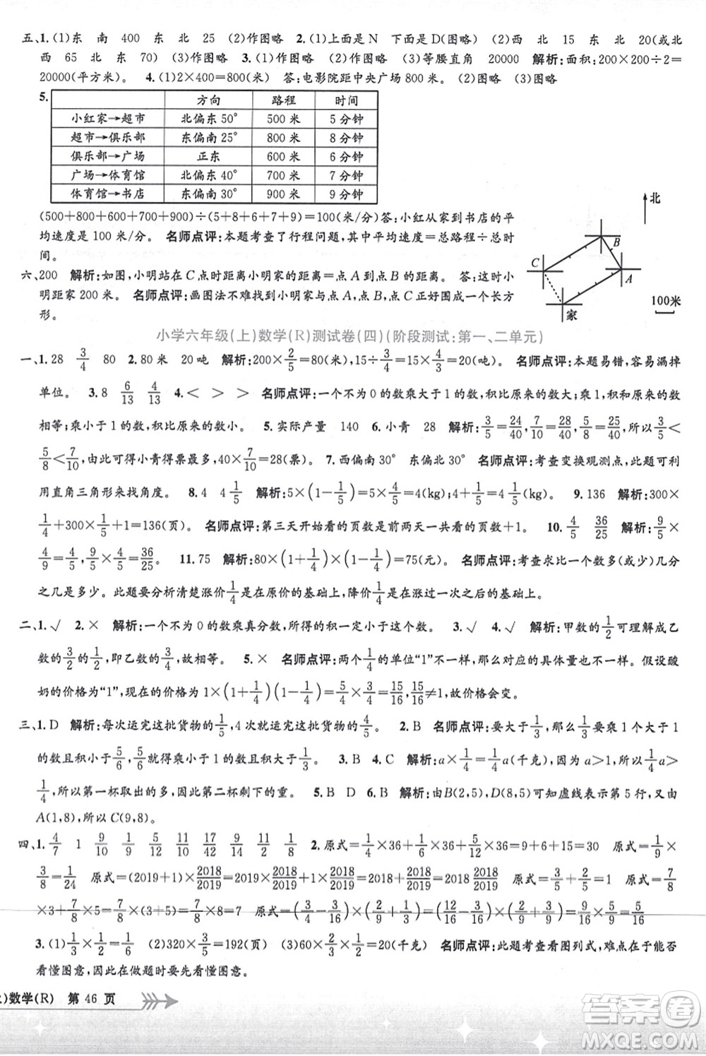 浙江工商大學(xué)出版社2021孟建平系列叢書(shū)小學(xué)單元測(cè)試六年級(jí)數(shù)學(xué)上冊(cè)R人教版答案