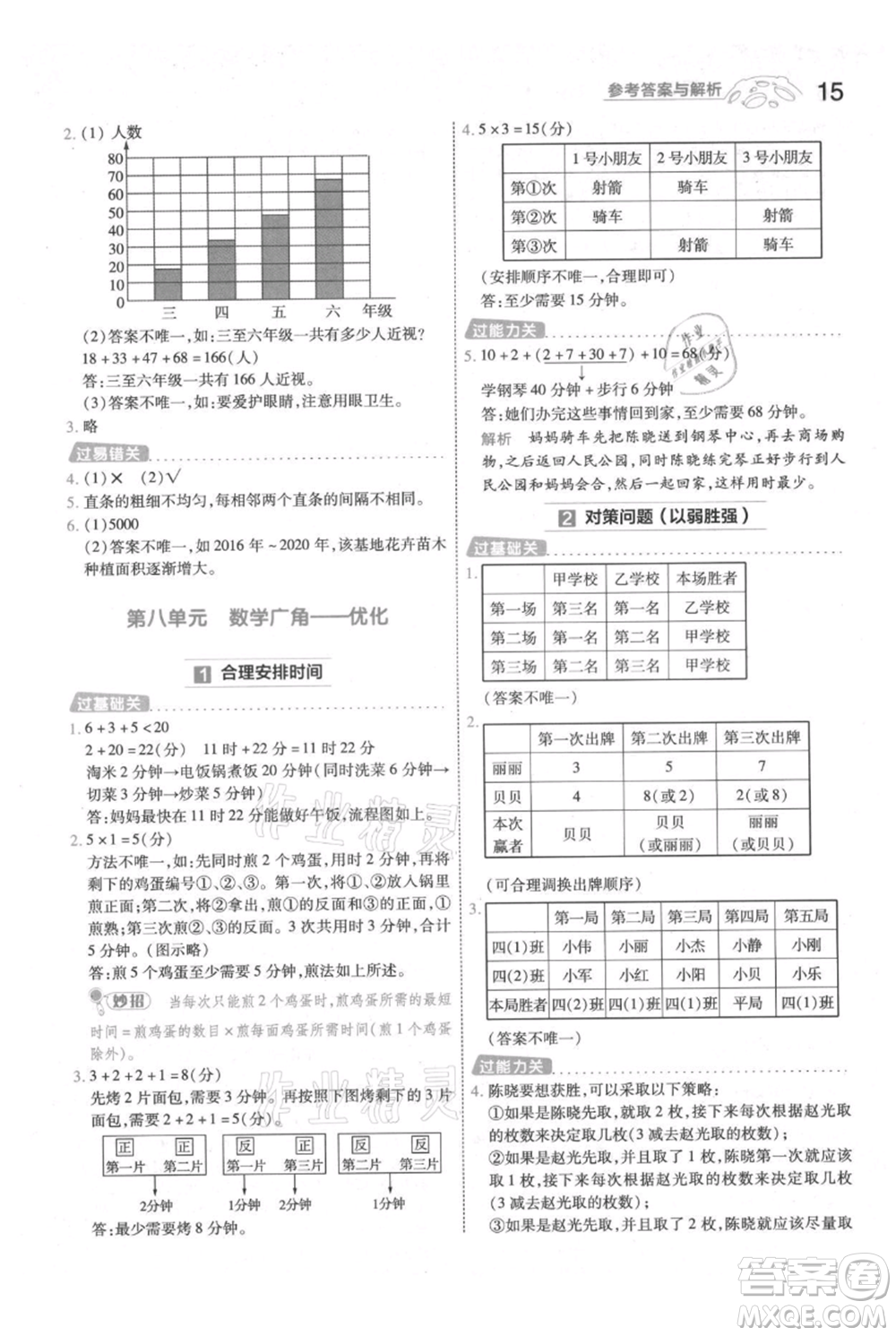 南京師范大學出版社2021一遍過四年級上冊數學人教版參考答案