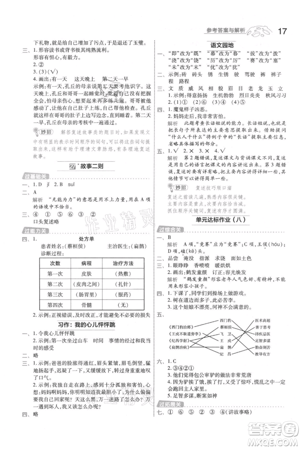 南京師范大學(xué)出版社2021一遍過(guò)四年級(jí)上冊(cè)語(yǔ)文人教版參考答案