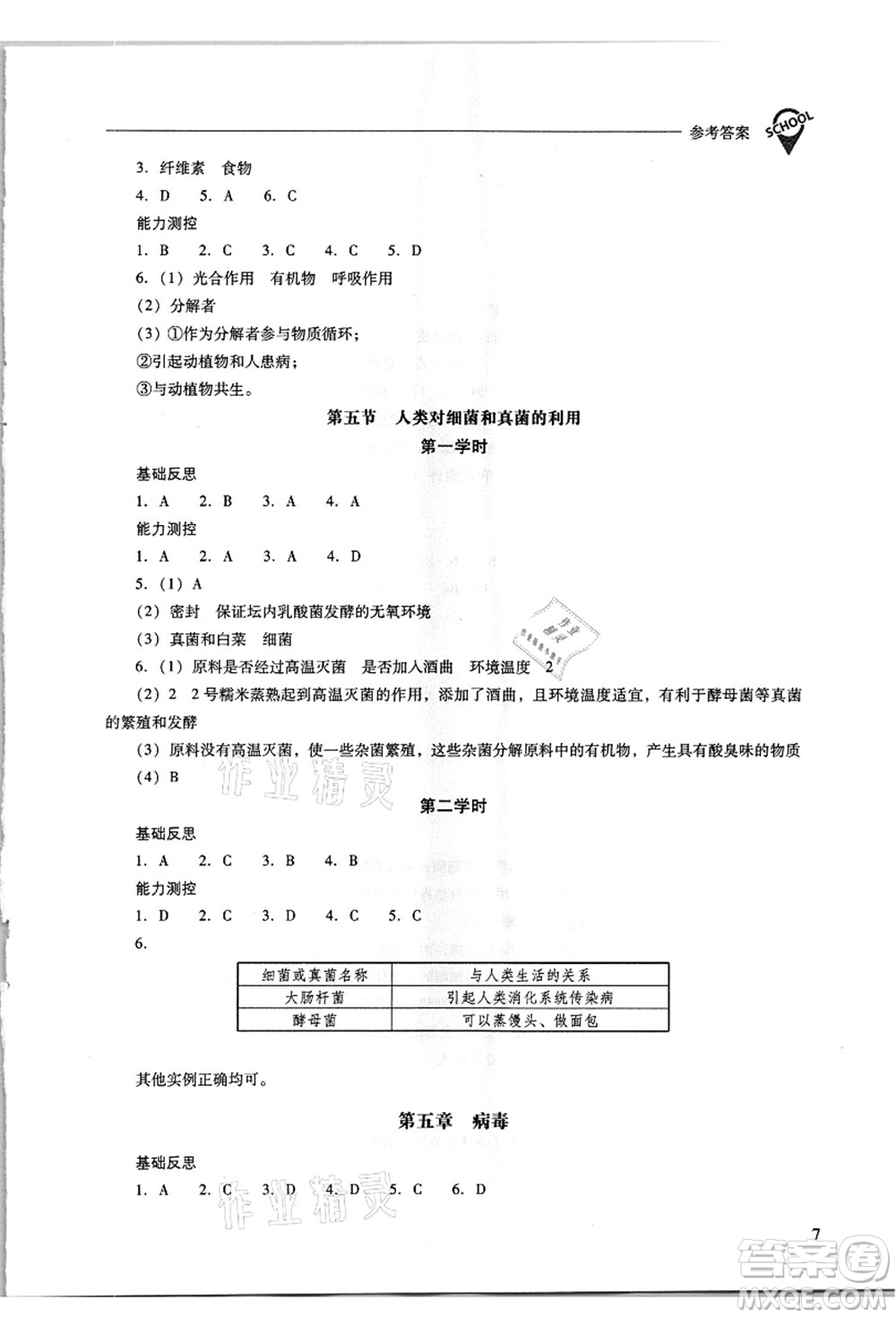 山西教育出版社2021新課程問題解決導(dǎo)學(xué)方案八年級生物上冊人教版答案