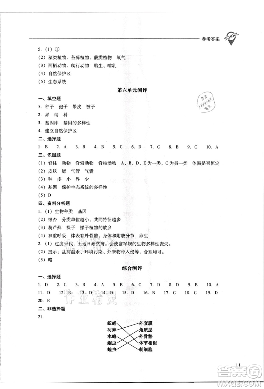 山西教育出版社2021新課程問題解決導(dǎo)學(xué)方案八年級生物上冊人教版答案