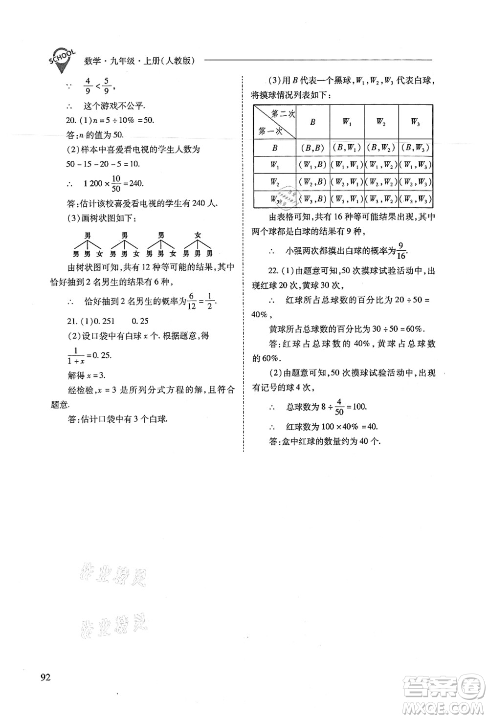 山西教育出版社2021新課程問題解決導(dǎo)學(xué)方案九年級(jí)數(shù)學(xué)上冊(cè)人教版答案