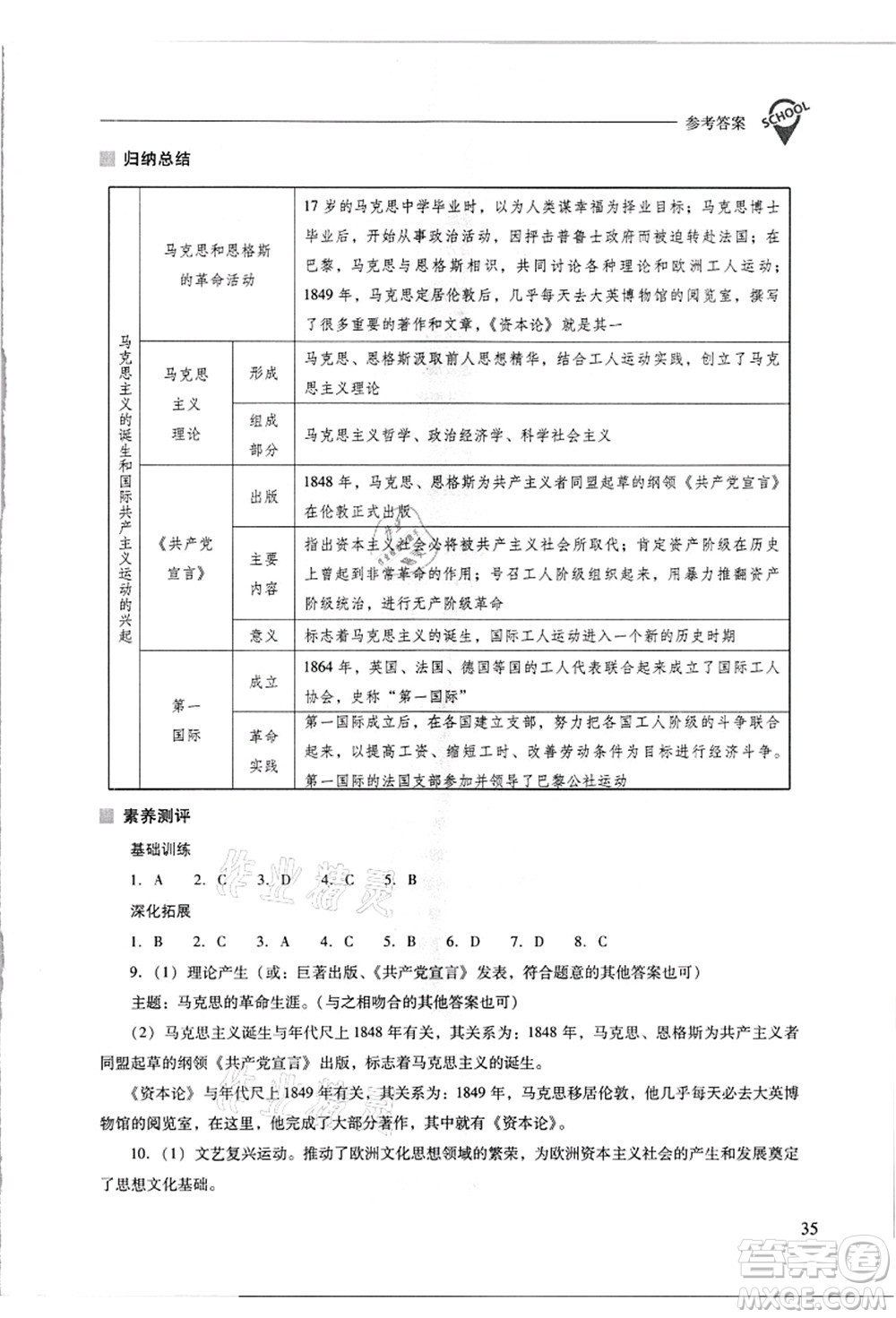 山西教育出版社2021新課程問(wèn)題解決導(dǎo)學(xué)方案九年級(jí)歷史上冊(cè)人教版答案