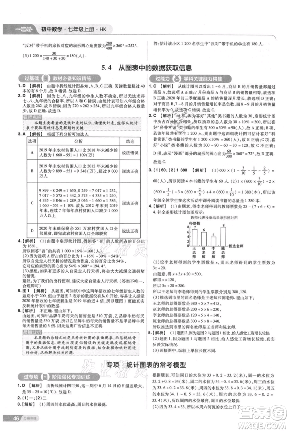 南京師范大學(xué)出版社2021一遍過七年級上冊數(shù)學(xué)滬教版參考答案