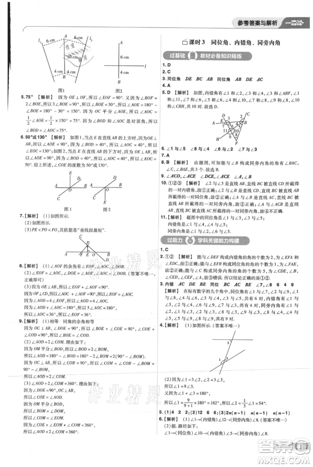 南京師范大學(xué)出版社2021一遍過七年級上冊數(shù)學(xué)華東師大版參考答案