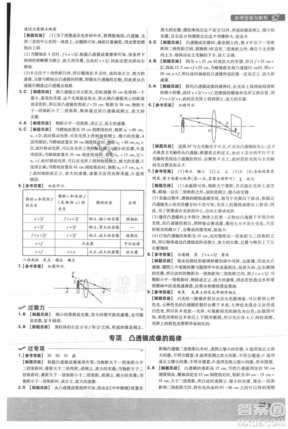 南京師范大學(xué)出版社2021一遍過八年級上冊物理人教版參考答案